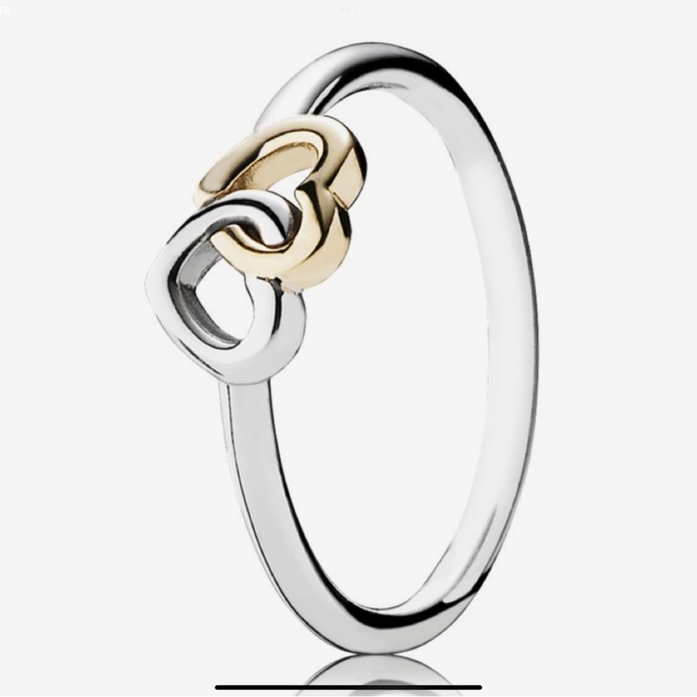 Pandora interlinked hearts 14K gold and silver